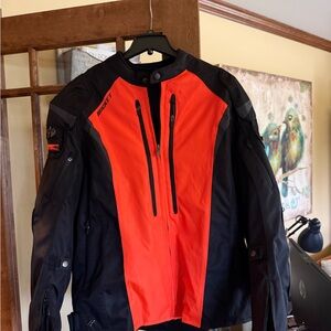 Joe Rocket Men's Black & Neon Orange Textile Heavy Motorcycle Jacket; Size 3XL